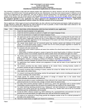You may be asked to provide justifications if the preparation of your application and consent forms deviate from the normal practice and the guidelines of the University