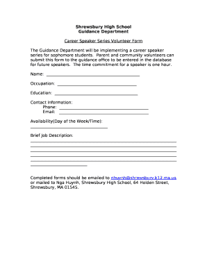 Career Speaker Series Volunteer Form