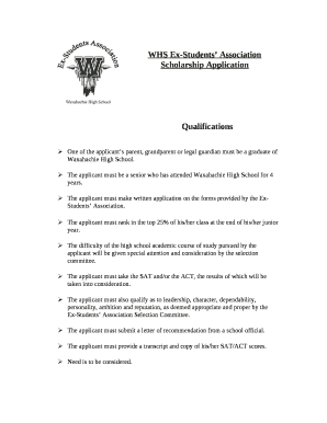 WHS Ex-Students AssociationScholarship Application