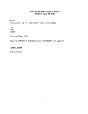 PARKER SCHOOL APPLICATION