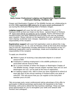 Early Career Professional Lodging and Registration Opportunities