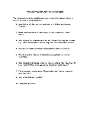 Privacy Complaint Intake Form Template - Munson Healthcare - munsonhealthcare