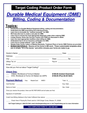 Durable Medical Equipment Order Form