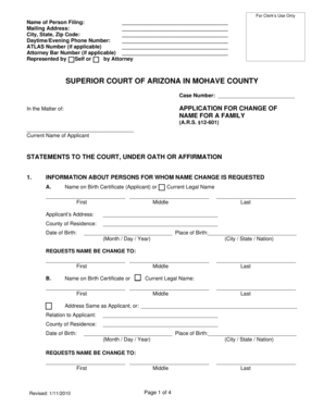 Arizona Family Name Change Application
