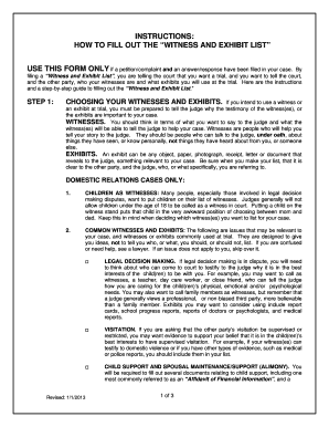 Arizona Witness and Exhibit List