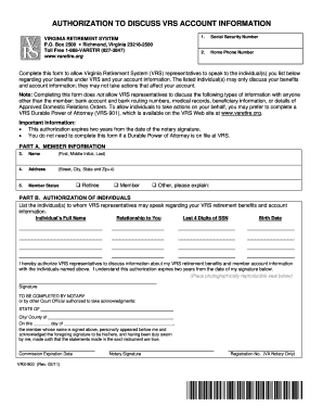 Authorization to Discuss VRS Account Information
