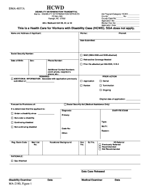 Disability Determination Transmittal Form