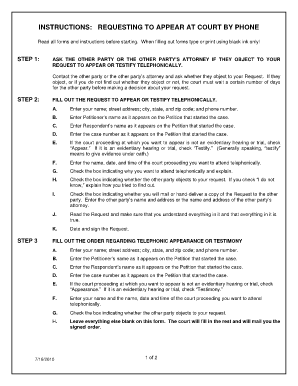 Request to Appear or Testify Telephonically