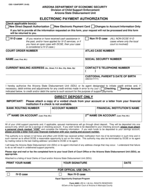 Arizona Electronic Payment Authorization Form