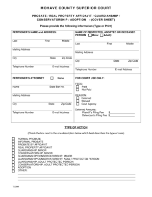 Mojave County Superior Court Probate Cover Sheet