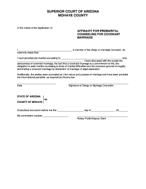 Arizona Premarital Counseling Affidavit