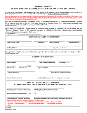 Spokane County 911 Public Disclosure Request