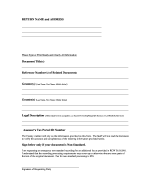 Washington Non-Standard Document Recording Request