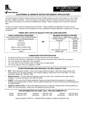 California Alternate Rates for Energy Application