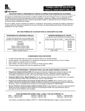 Formulario de solicitud para la tarifa CARE