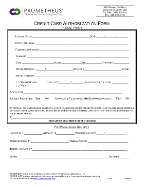 Credit Card Authorization Form