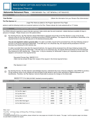 Investment Option Addition Request