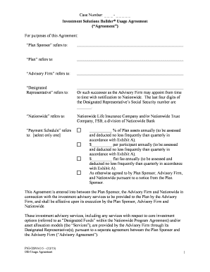 Investment Solutions Builder Usage Agreement