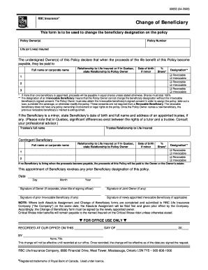Change of Beneficiary Form