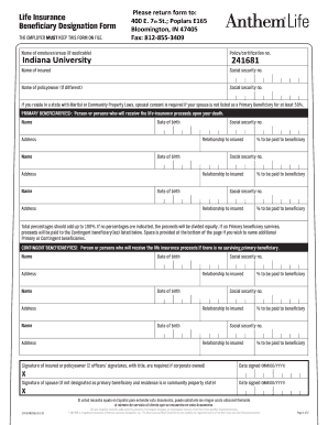 Life Insurance Beneficiary Designation Form