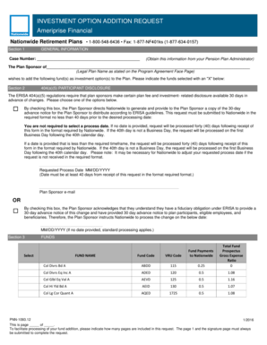 Investment Option Addition Request
