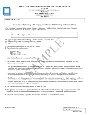 Nationwide Fixed Annuity Contract Application