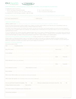 Membership Information Form for Health Coverage in Australia