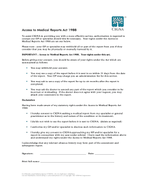Access to Medical Reports Act 1988 Consent Form