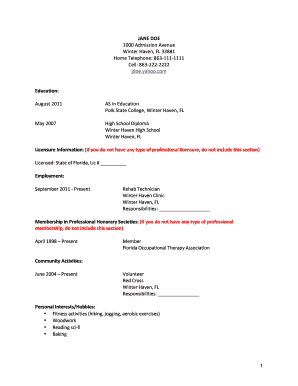 Florida Employment Application Form