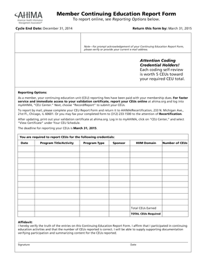 Member Continuing Education Report Form