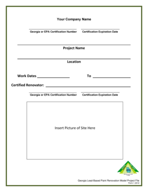 Georgia Lead-Based Paint Renovation Project File