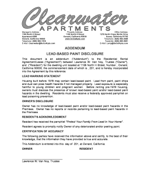 Lead-Based Paint Disclosure Addendum