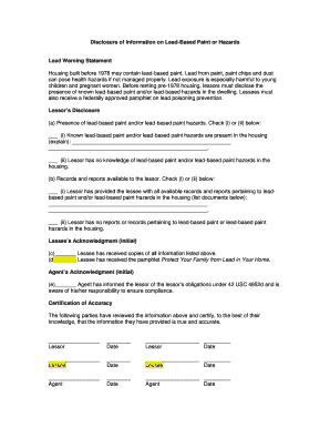 Lead-Based Paint Disclosure Form