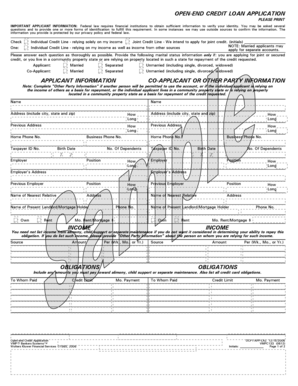 Open-End Credit Loan Application