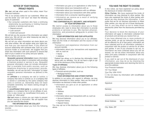 Privacy Notice and Opt-Out Form