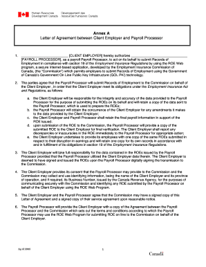 Letter of Agreement for Payroll Processor