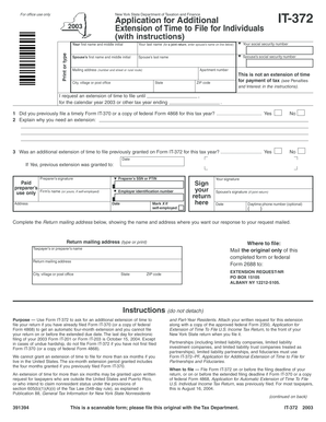 New York State IT-372 Extension Request