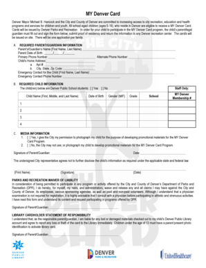 MY Denver Card Application Form
