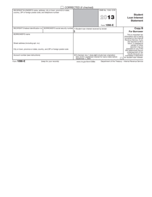 2013 Loan Interest Statement Form 1098-E