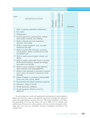 Interview Critique Form