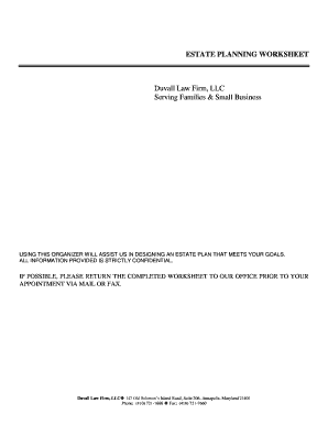 Estate Planning Worksheet