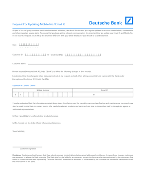 Deutsche Bank Contact Update Form