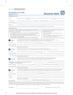 Deutsche Bank Offline Bill Pay Form