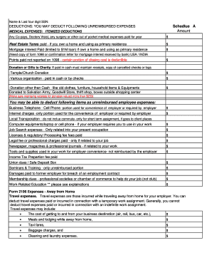 US Federal Tax Deduction Form
