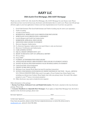 Residential Mortgage Loan Originator Disclosure