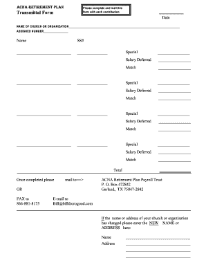 Church Transmittal Form