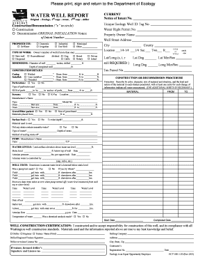 Washington Water Well Report Form
