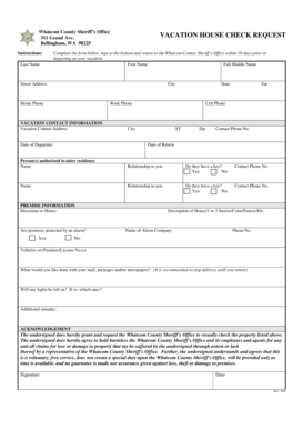 Whatcom County Vacation House Check Request