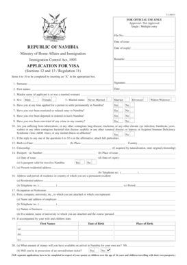 Namibia Visa Application Form