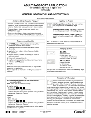 Canadian Adult Passport Application